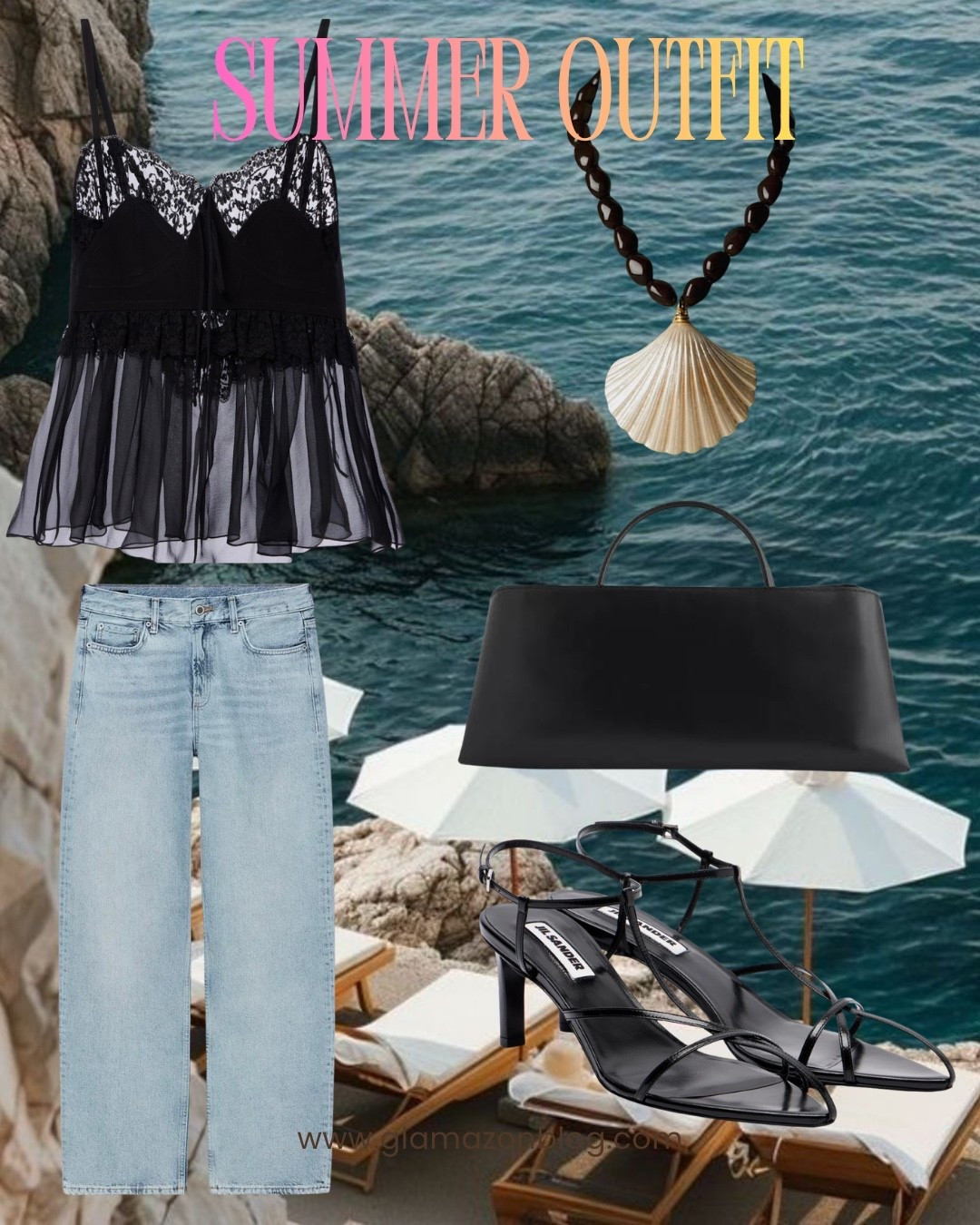 Summer outfit, Mytheresa outfit, Zara jeans, lace top, shell necklace, jil sander heels

#LTKeurope #LTKjeans #LTKsummer