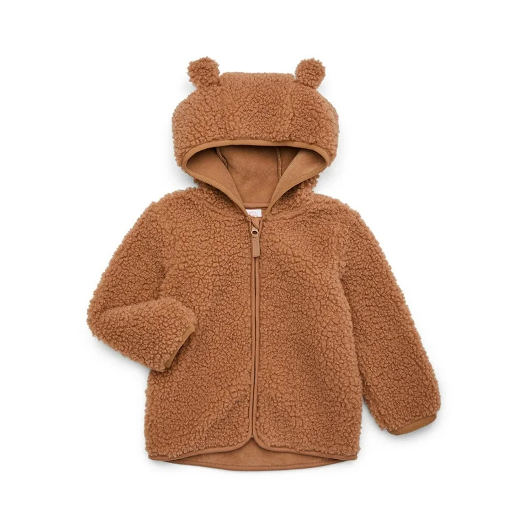 Wonder Nation Toddler Teddy Fleece Jacket with Hood, Size 12M-5T | Walmart (US)