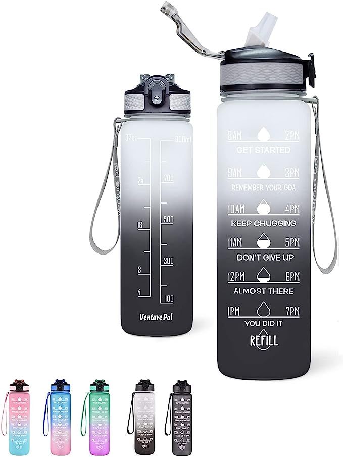 1L Water Bottle with Straw, Motivational Fitness Sport Timer Marker Water Bottle with Time Maker,... | Amazon (UK)