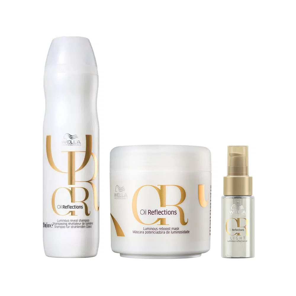 Kit Wella Oil Reflections - Shampoo 250 ml + Máscara 150 ml + Óleo Light 30 ml | Amobeleza (BR)