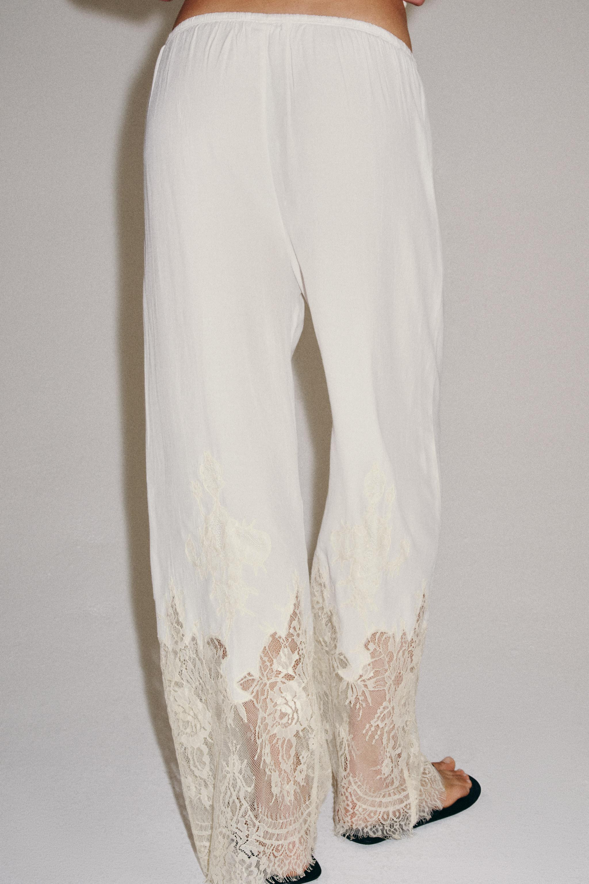 ZW COLLECTION LACE PAJAMA PANTS | Zara US
