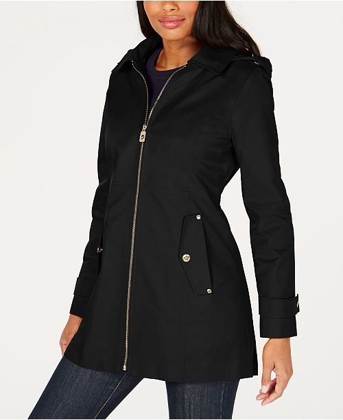 Michael Kors Hooded Raincoat & Reviews - Coats - Women - Macy's | Macys (US)