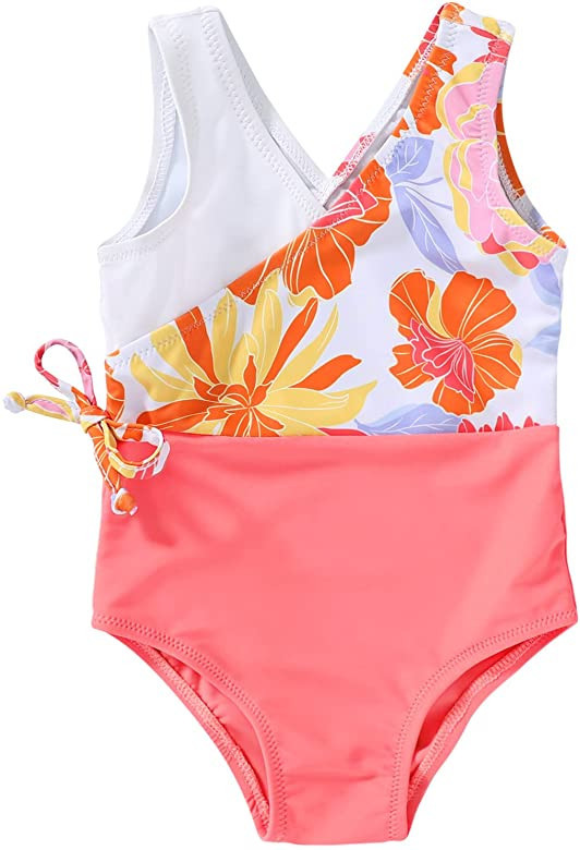 YOUNGER TREE Toddler Girl One Piece Swimsuit Color Block Stripe Swimwear Summer Beach Bathing Sui... | Amazon (US)