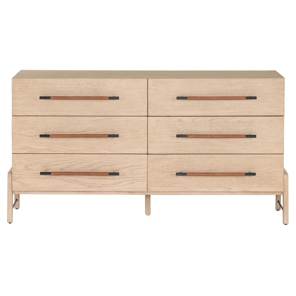 Matthew 6 Drawer Modern Classic Brown Wood Dresser | Kathy Kuo Home