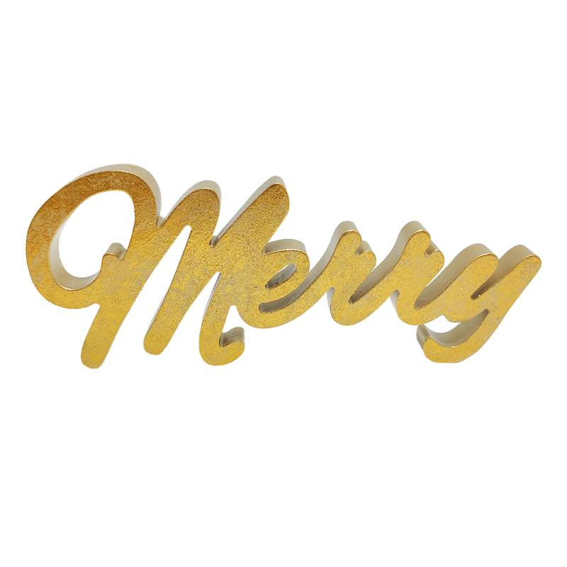 Gold Merry Cutout Table Sign, 11" | At Home