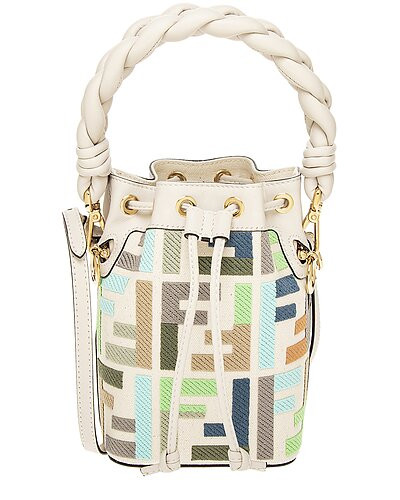 Mon Tresor Mini FF Canvas & Leather Bucket Bag | Gilt & Gilt City