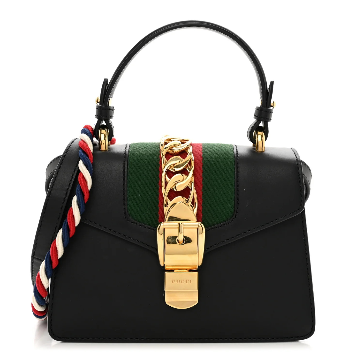 Gucci Calfskin Mini Sylvie Top Handle Bag Black | FASHIONPHILE (US)