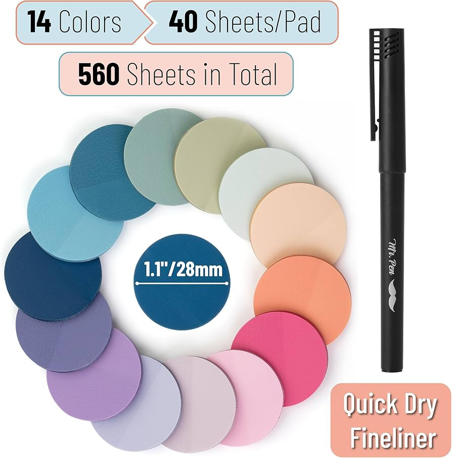 Mr. Pen- Round Transparent Sticky Notes, 560 Pcs, Pastel Colors, Round Translucent Sticky Notes | Amazon (US)