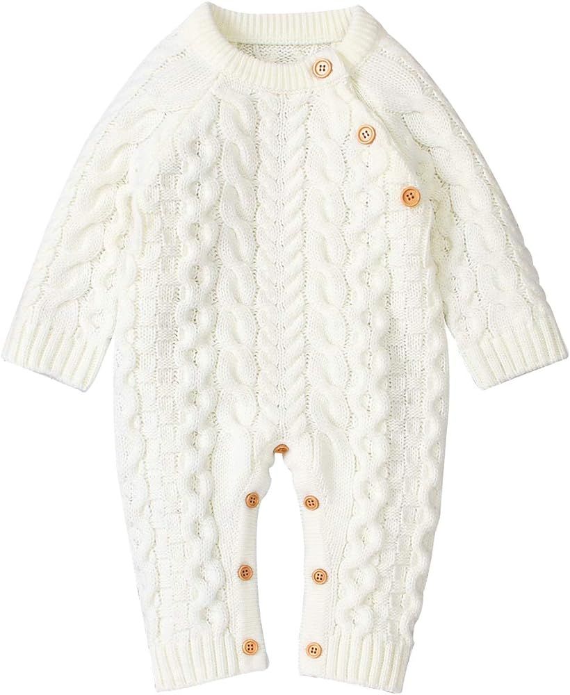 mimixiong Layette Cable Sweater Baby Knitted Romper Cute Warm Outfit for Newborn Baby | Amazon (US)