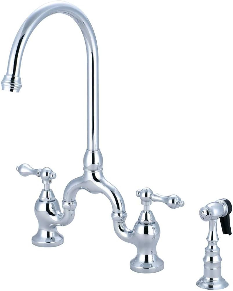 Kingston Brass KS7791ALBS English Country Bridge Kitchen Faucet, Polished Chrome, 13.5 x 7.75 x 1... | Amazon (US)