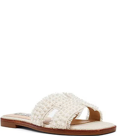 Steve Madden Hadyn Frayed Fabric Pearl Embellished Slide Sandals - 9 | Dillard's