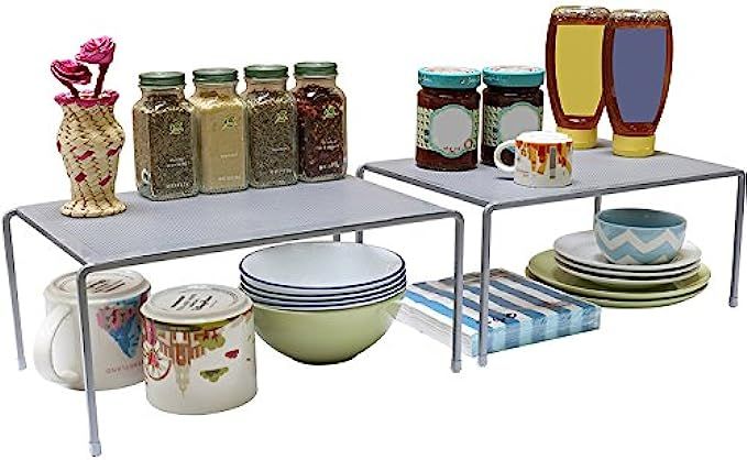 DecoBros Expandable Stackable Kitchen Cabinet and Counter Shelf Organizer,Silver | Amazon (US)