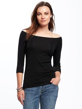 Old Navy Semi Fitted Off Shoulder Top For Women Size L Tall - Black | Old Navy US