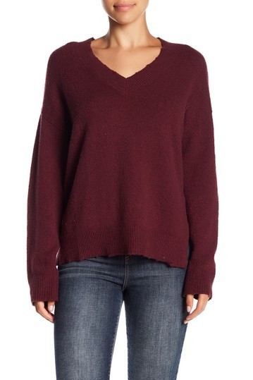 Destroyed Detail V-Neck Sweater | Nordstrom Rack