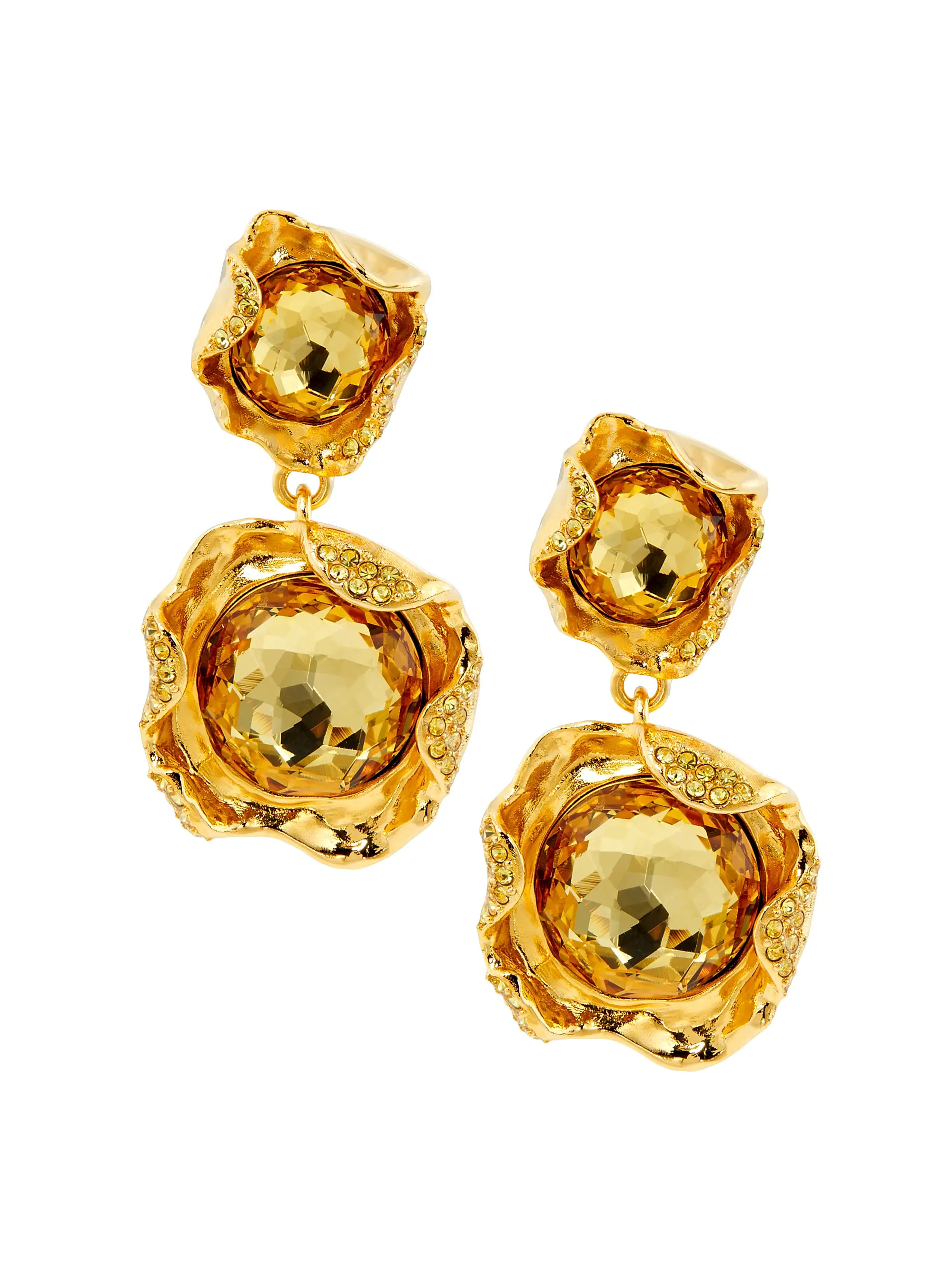 Oscar de la Renta Goldtone &amp; Glass Crystal Drop Earrings | Saks Fifth Avenue | Saks Fifth Avenue