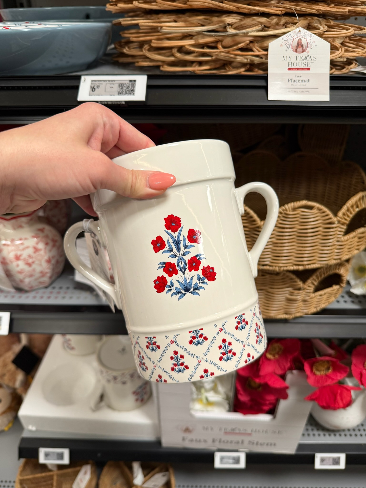 I love this cute utensil holder that I found at Walmart! ❤️🤍💙 The patriotic colors are perfect to be left out all spring & summer long. 

There is also a cute matching chip & dip tray! That I will link. 🤩  

#LTKdayinmylife #LTKfoodie #LTKHome