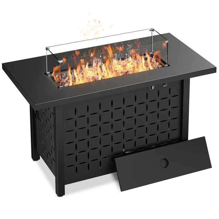Walsunny 43 inch Gas Fire Pit Table 50,000 BTU Outdoor Rectangular Propane Firepit Table with Gla... | Walmart (US)