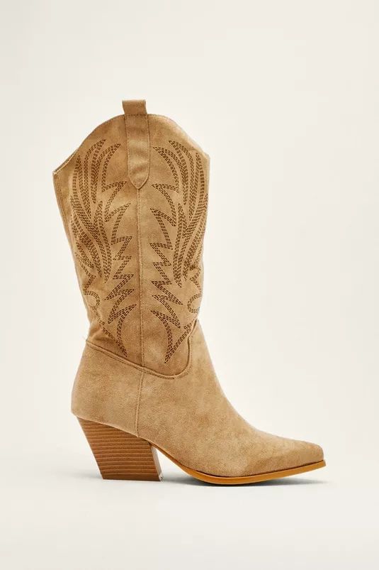 Faux Suede Embroidered Cowboy Boots | Nasty Gal (US)
