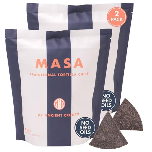 MASA Chips Blue Corn Tortilla Chips - Naturally Grown Blue Corn with Grass Fed Tallow and Sea Salt Tortilla Chips - No Seed-Oil Snacks - 2 Pack, 5 Ounce Each | Amazon (US)