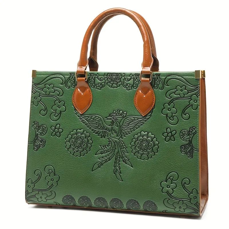 Vintage Phoenix Embossed Tote Bag, Ethnic Style Shoulder Bag, Elegant Large Capacity Handbags | Temu Affiliate Program
