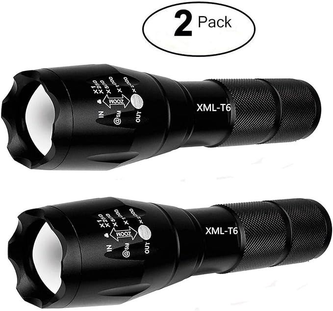 2 Pack Tactical Flashlight Torch, Military Grade 5 Modes XML T6 3000 Lumens Tactical Led Waterpro... | Amazon (US)