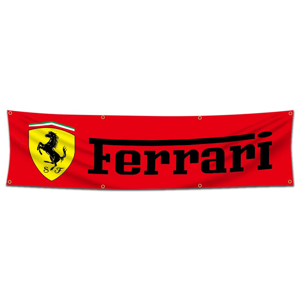 Flag Compatible with Ferrari Flag Banner Decor Racing 2x8ft Banner for Garage Man Cave Dorm Room | Amazon (US)