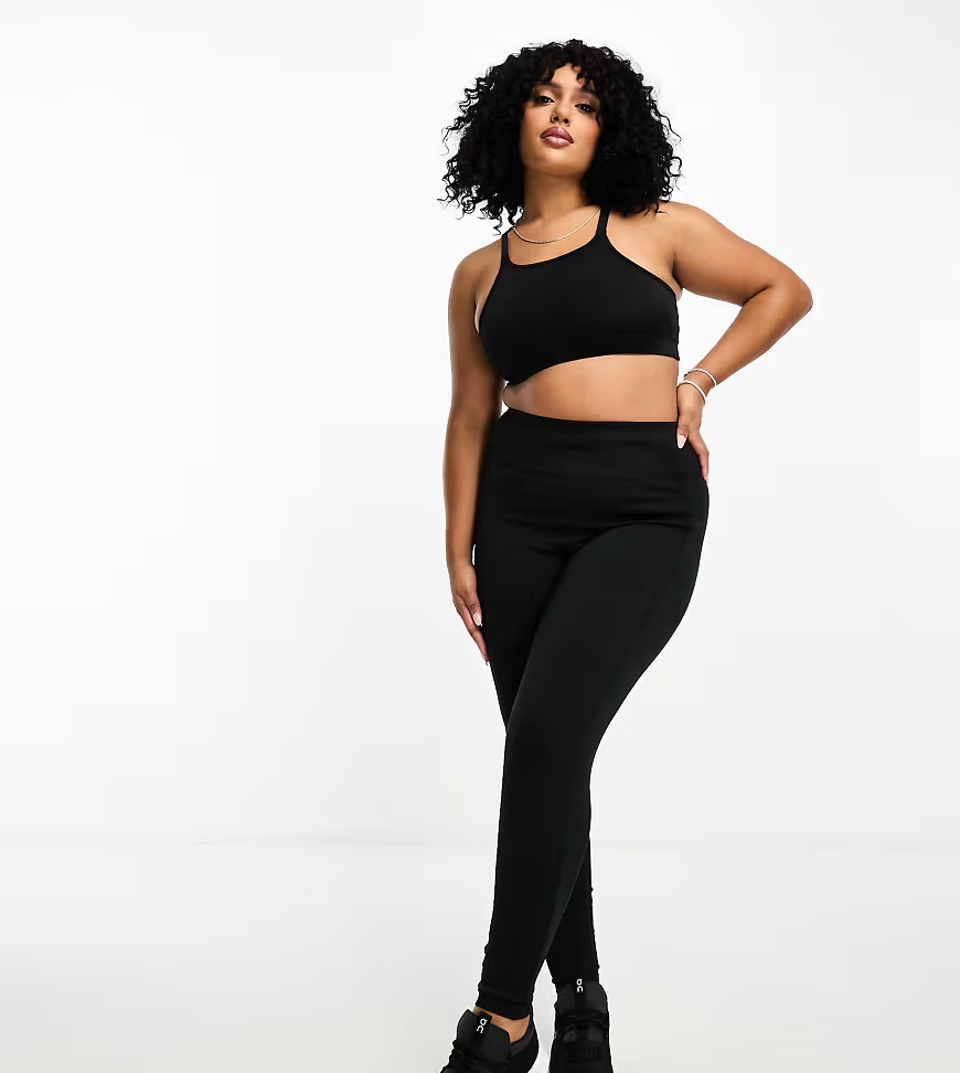 4505 Curve Icon running tie waist gym legging with phone pocket in black | ASOS (Global)