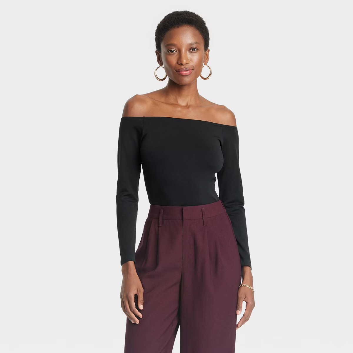 Women's Seamless Long Sleeve Off the Shoulder T-Shirt - A New Day™ | Target