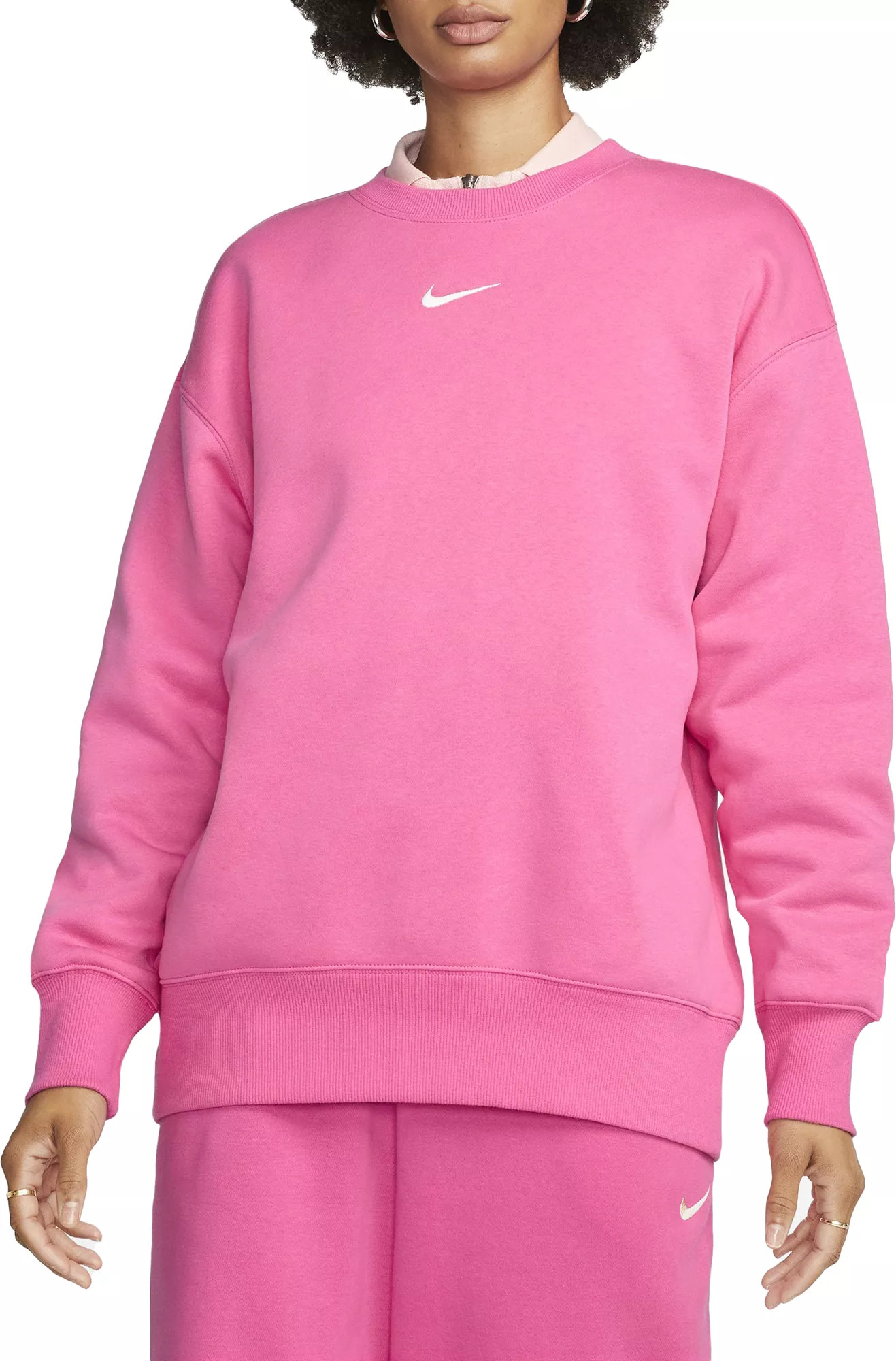 Nike Women's Sportswear Phoenix Fleece Sweatshirt, XS, Pinksicle | Dick's Sporting Goods