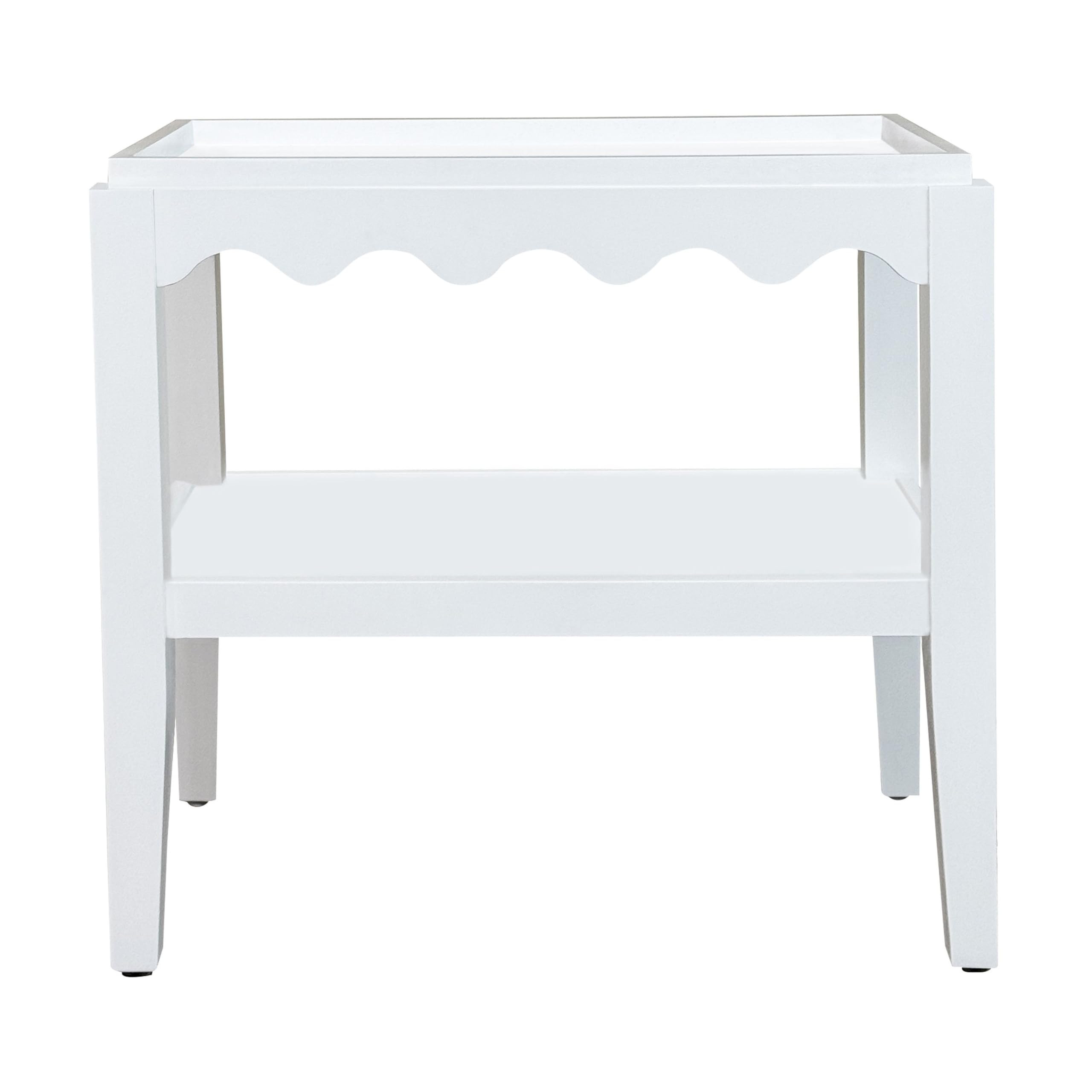 Carolina Chair & Table Rectangular Side Table, Mango Wood, Decorative Scallop Edge, 17L x 28W x 2... | Amazon (US)