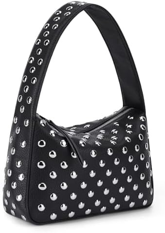 YFGBCX Studded Purses Black Shoulder Bag Y2K Purse for Women Handbag Soft Leather Fall Purse | Amazon (US)