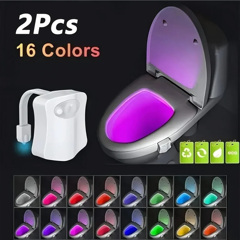 jQMUHLC 2 Pcs Toilet Night Lights with Motion Sensor,16 Color Changing LED Inside Toilet Light,Ba... | Walmart (US)