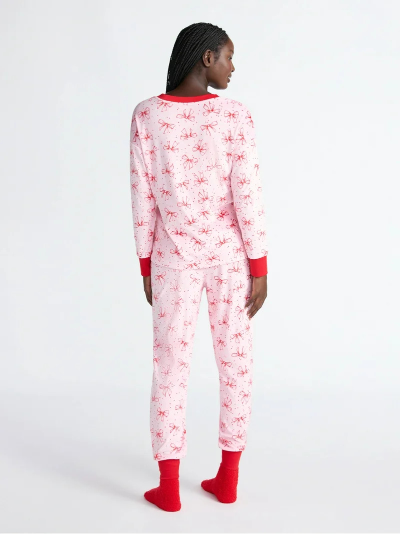 Joyspun Women’s Stretch Velour Long Sleeve Top, Pants, and Socks Pajama Set, 3-Piece, Sizes XS-... | Walmart (US)