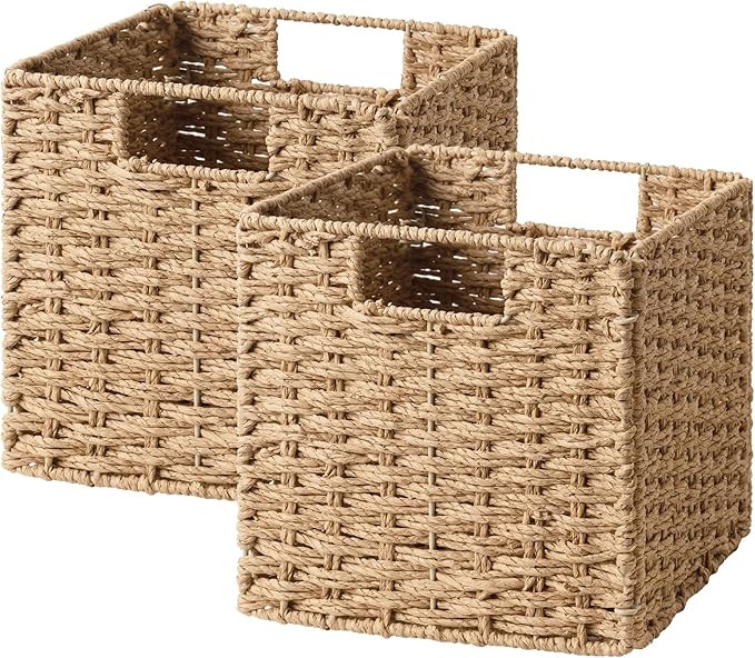 StorageWorks 9 inch Wicker Storage Cubes, Handwoven Wicker Baskets for Storage, Square Cube Organ... | Amazon (US)