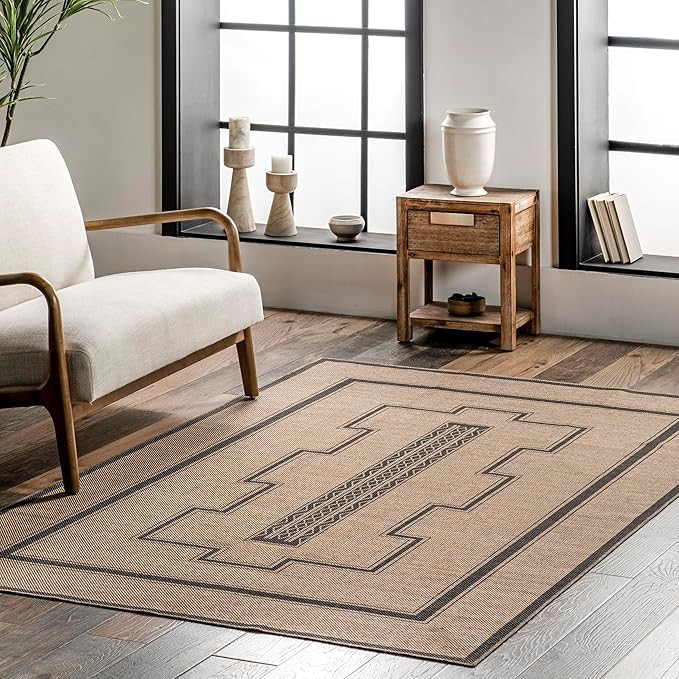 nuLOOM Siena Southwestern Easy-Jute Machine Washable Area Rug, 5x8, Brown | Amazon (US)