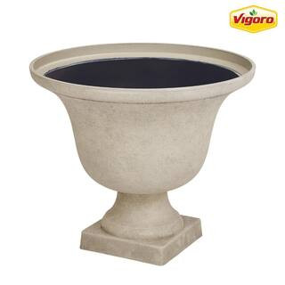 Vigoro 17.8 in. Elise Large White Textured Resin Urn Planter (17.8 in. D x 15 in. H) with Drainag... | The Home Depot