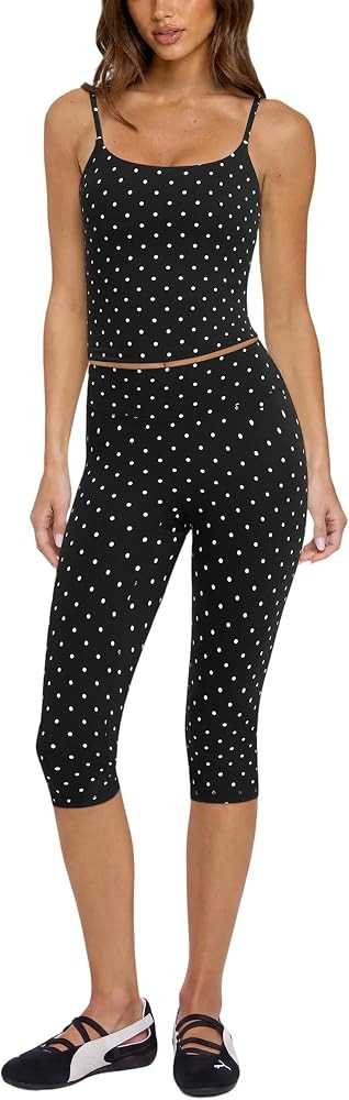MOOSLOVER Women 2 Piece Workout Sets Capri Leggings Yoga Pliates Outfits | Amazon (US)