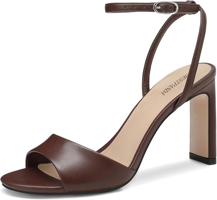 Women's High Heels Open Toe Ankle Strap Chunky Heel Sandals | Wide heel stability, adjustable ank... | Amazon (US)