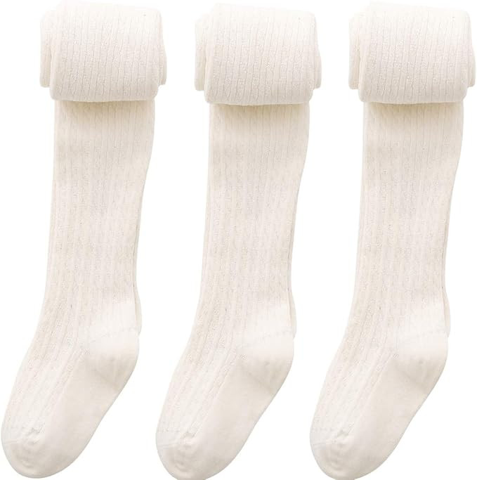 vanberfia Baby Girls Tights Cable Knit Leggings Stockings Cotton 3 Pack Pantyhose Infants Toddler... | Amazon (US)