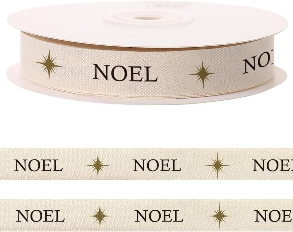 10 Yards Holy Noel Natural Cotton Ribbon for Crafting Sewing, 3/5 Inch Christmas Twill Tape Ribbo... | Amazon (US)