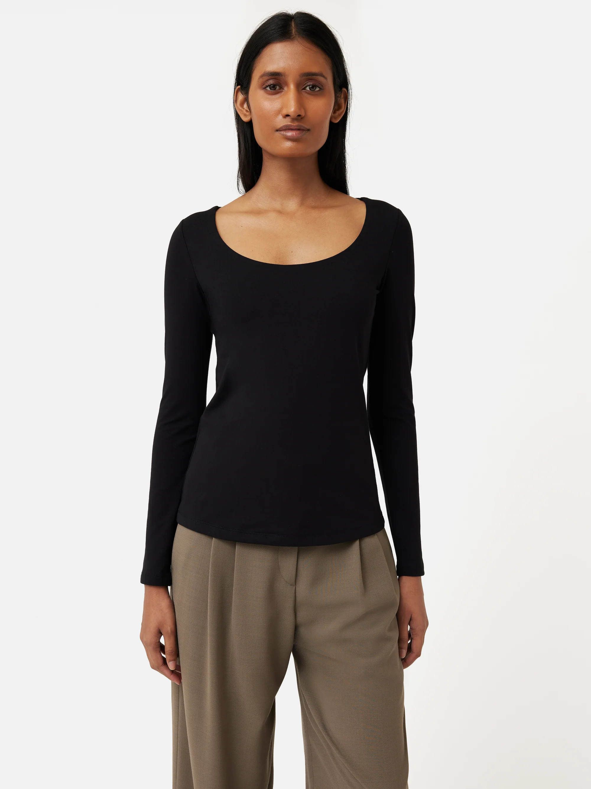 Double Front Ballet Neck Top | Black | Jigsaw (UK)