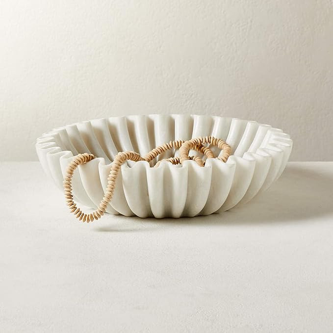Ruffle Marble Scalloped Bowl 6 inches, White Wavy Bowl, Handmade Fluted Dish, Marble Ruffle Cente... | Amazon (US)