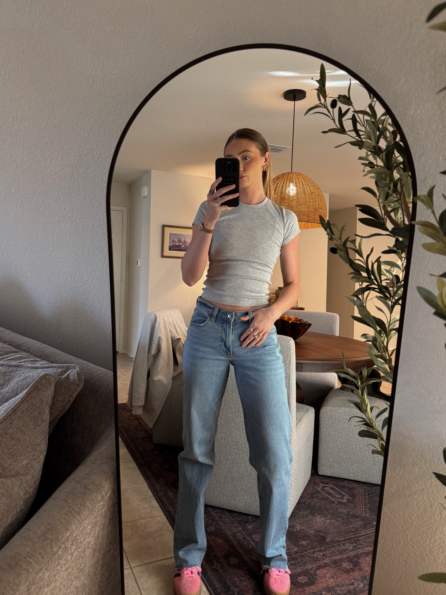 Loving the low rise baggy denim trend! Plus these are on SALE! So cute with a sandal or your favorite sneakers! I’ve also been living in these shirts! So comfy and affordable! I’m wearing a 25 xlong in the jeans and an xs in the top! I suggest sizing down in the jeans #morganiverson #baggydenim #lowrise #sneakers #basics #ootd

#LTKfindsunder50 #LTKsalealert #LTKfindsunder100