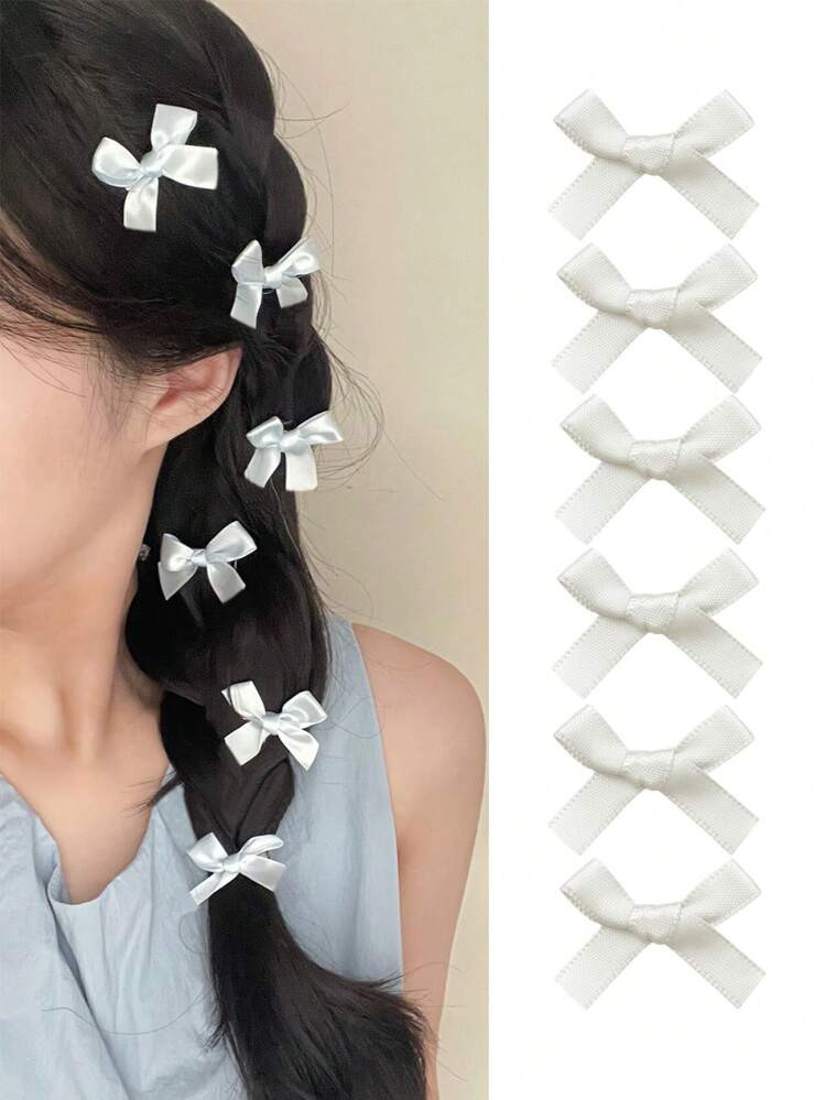 6pcs Women's Milk White Hair Accessories, Fashionable & Sweet Ballet Style Hair Clips With Bowkno... | SHEIN