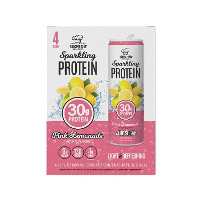 Genius Gourmet Pink Lemonade 30g Sparkling Ready-to-Drink Protein Shake - 4pk/12 fl oz | Target