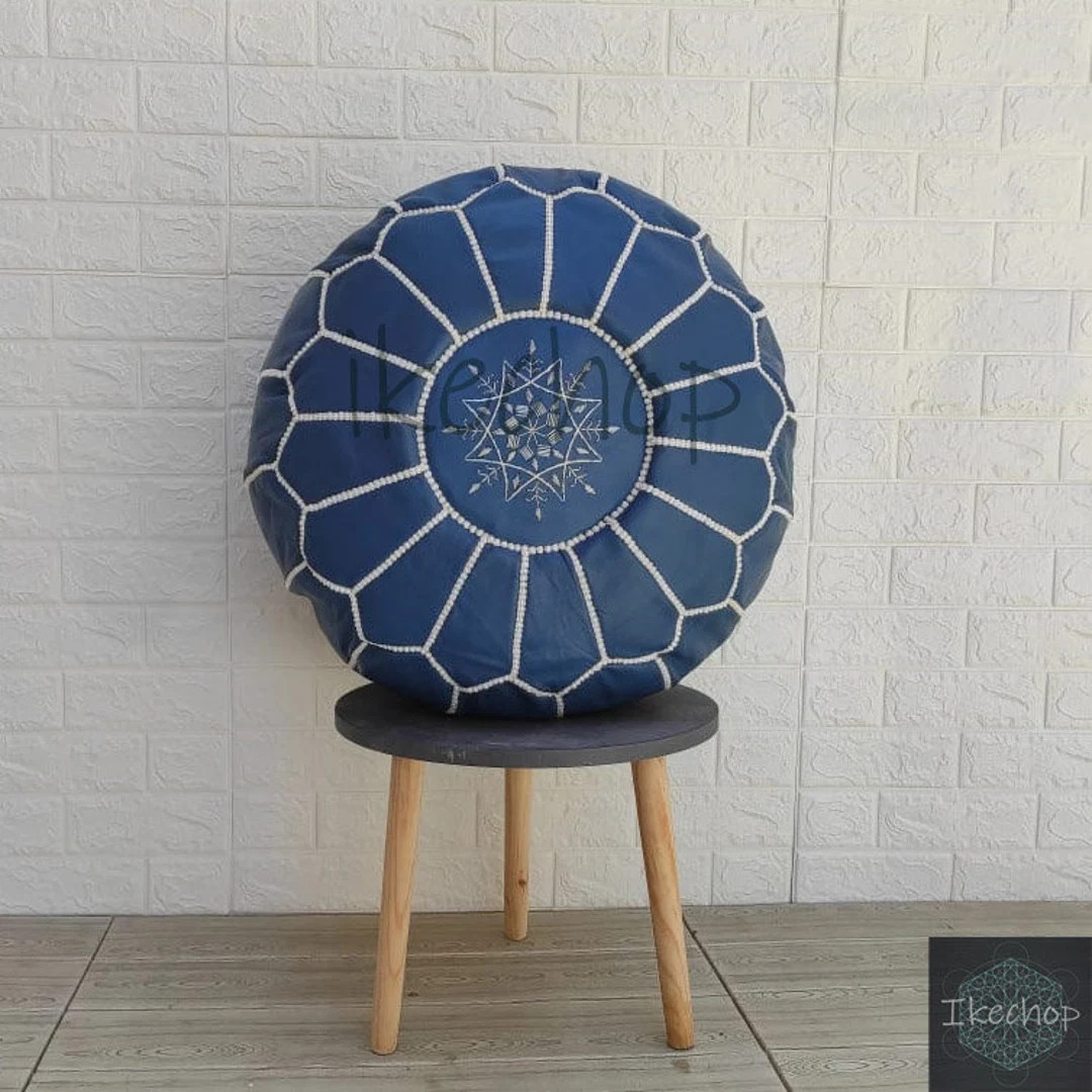 Unique Home Gift: 40% off Moroccan Leather Pouf - Enhance Your Decor With Bohemian Style - Etsy | Etsy (Global)