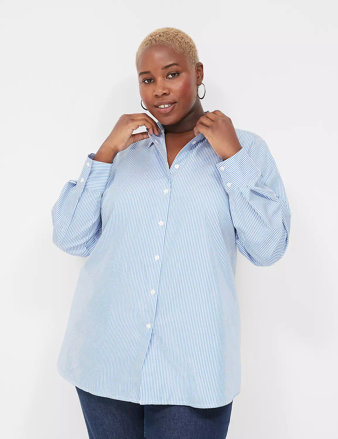 Button-Down Elastic Back-Waist Shirt | LaneBryant | Lane Bryant (US)