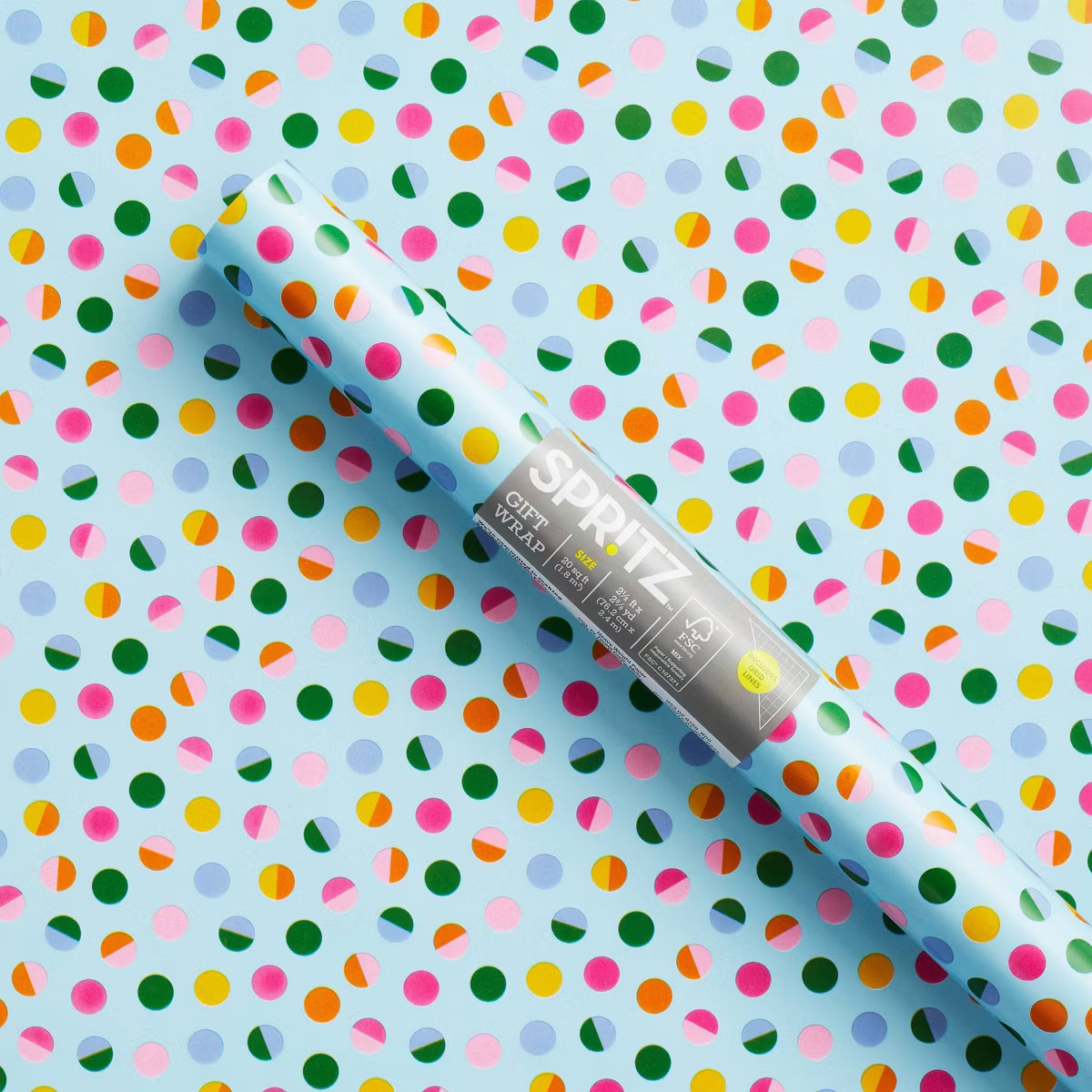 Blue Dots Gift Wrapping Paper - Spritz™: Birthday Gift Wrap, Multi-Colored, , 96" x 30" | Target