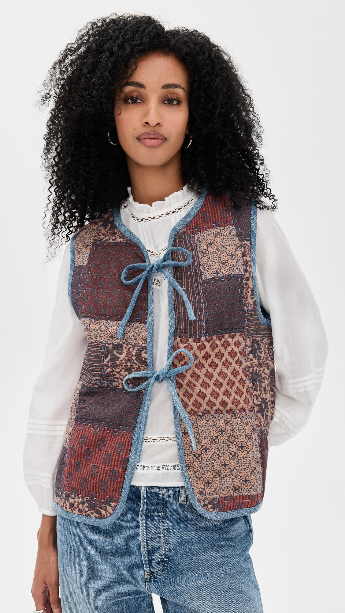 Indigo Quilted Patchwork Vest | Shopbop