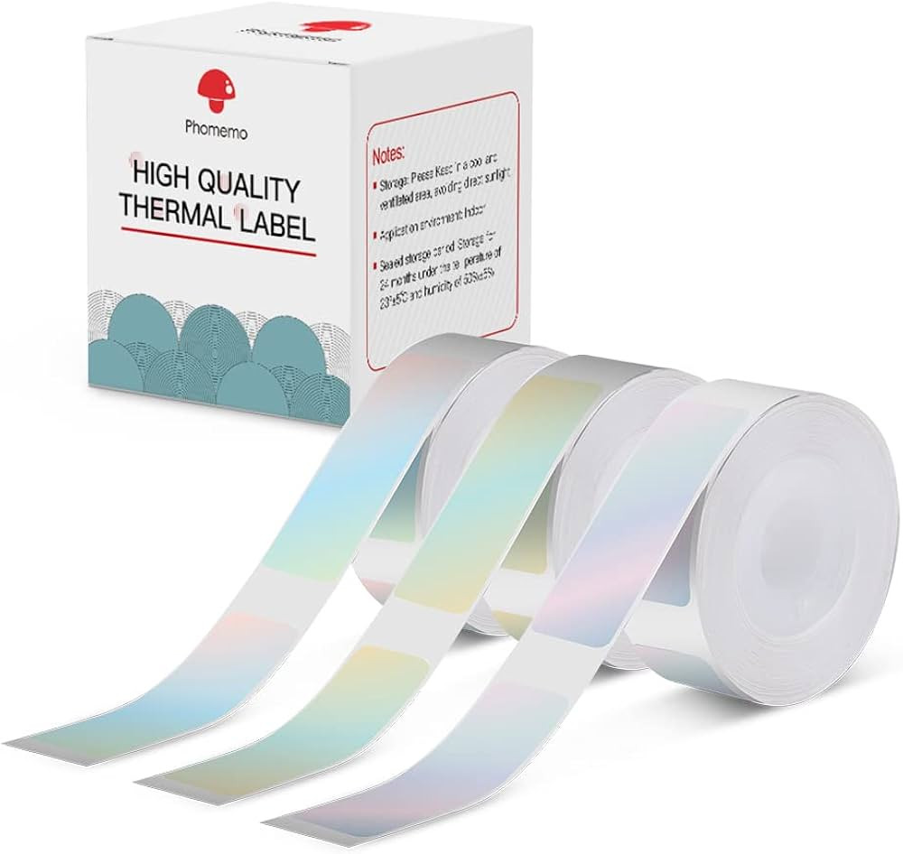Phomemo D30 Label Maker Tape Black on Mermaid Mix Color Sticker Thermal Paper Self-Adhesive Label... | Amazon (US)